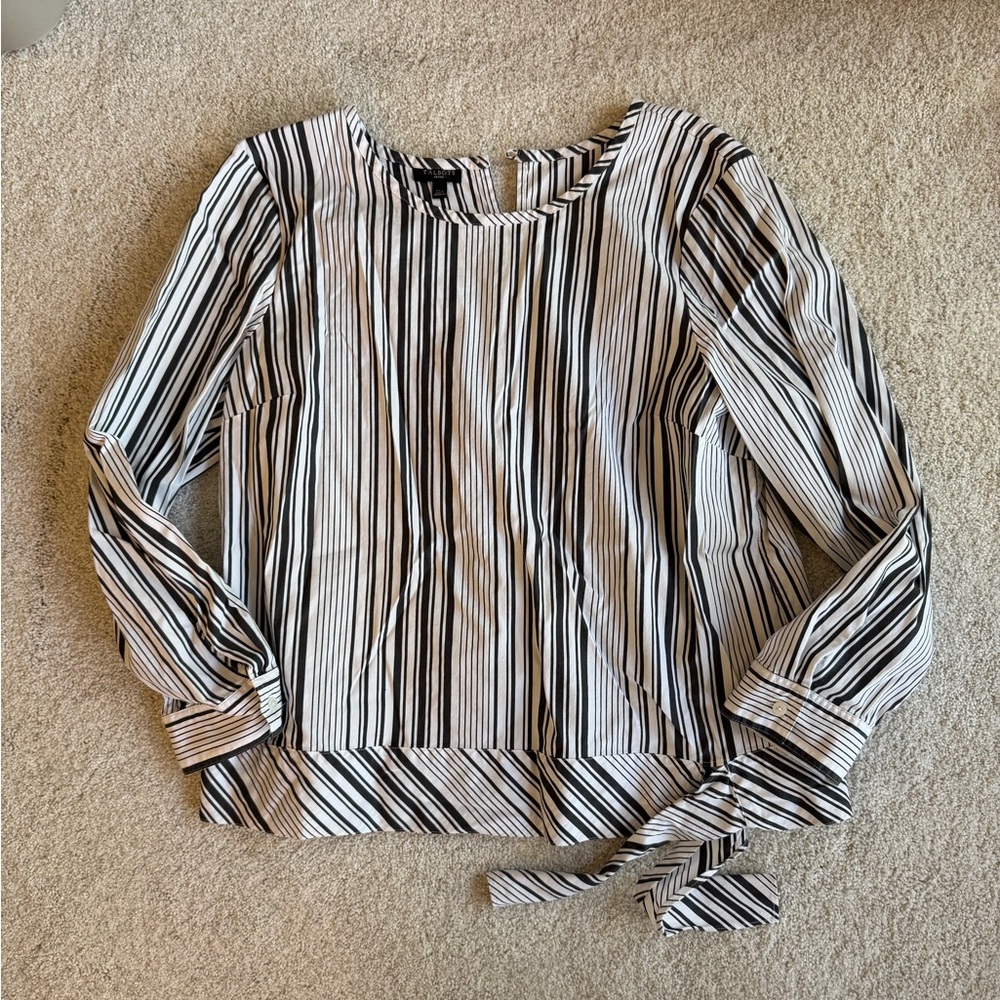 Talbots Black and White Striped Blouse
